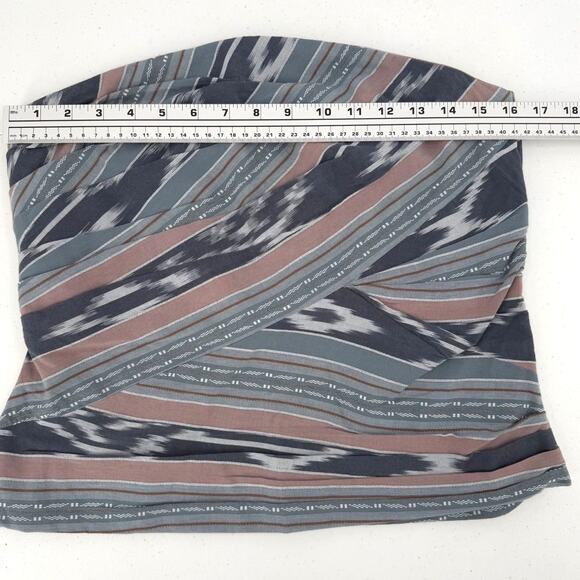 NWT Lauren Ralph Lauren Geo-Stripe Cotton Navy Blue Strapless Blouse Size 6 - Picture 8 of 10